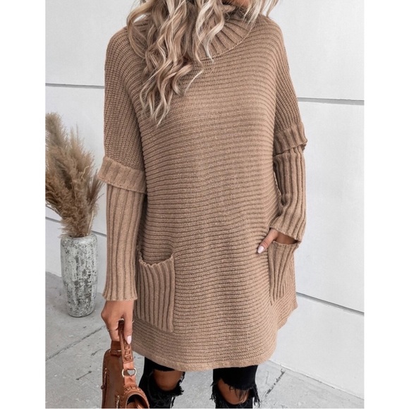 012 Cozy Cable Knit Pocket Oversized Sweater Top - Picture 3 of 7